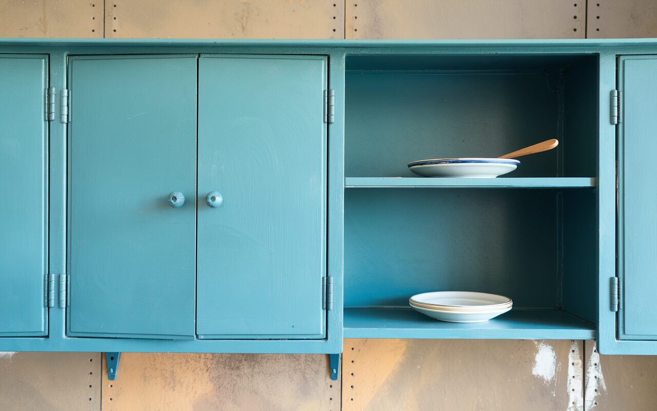 spray painted metal cabinets